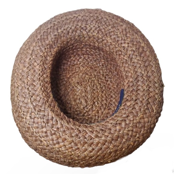 🏝️👒 Helen Kaminski Vintage Australian Rolled Brim Chocolate Brown Raffia Hat - Picture 6 of 8